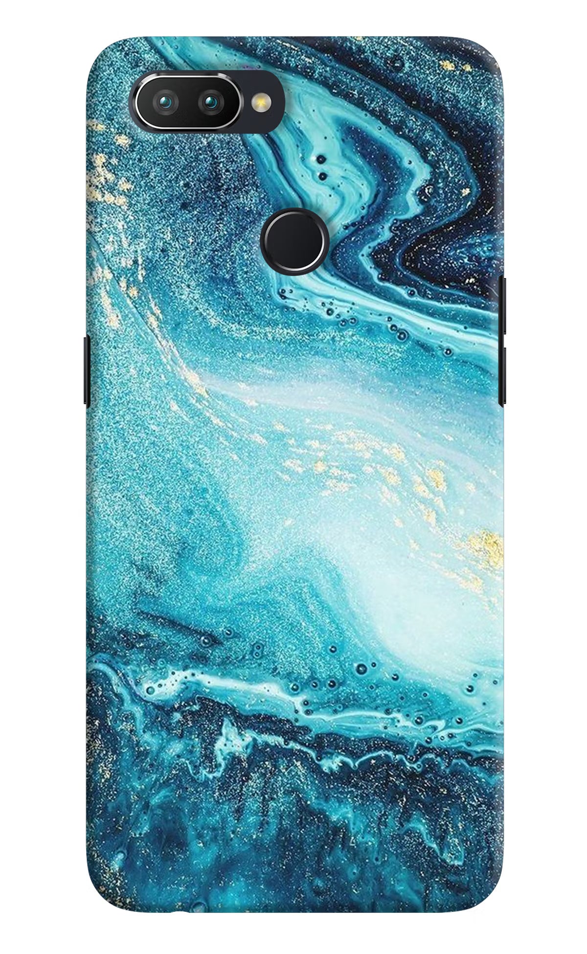 Blue Glitter Marble Realme U1 Hard Case Back Cover by Casekaro