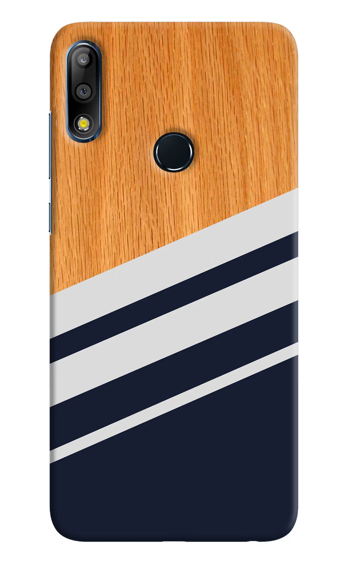 Blue and white wooden Asus Zenfone Max Pro M2 Hard Case Back Cover by Casekaro