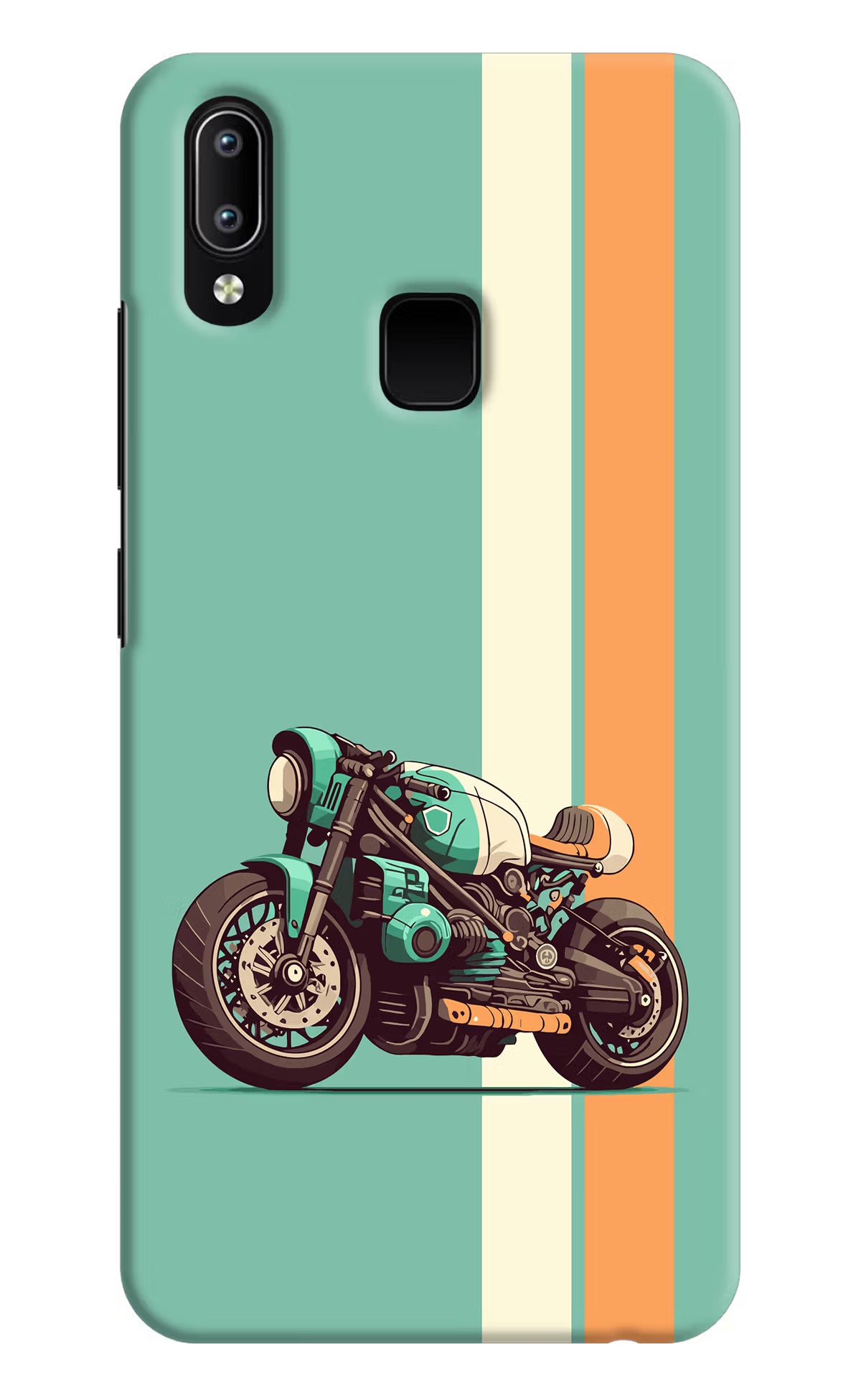 Striped Moto Drift Vivo Y91/Y93/Y95 Hard Case Back Cover by Casekaro