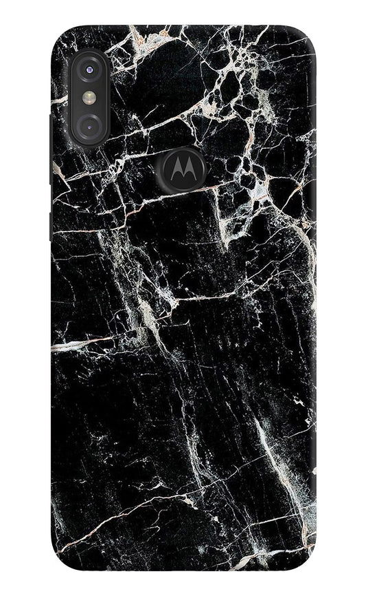 Black Marble Texture Moto One Power Hard Case Back Cover by Casekaro