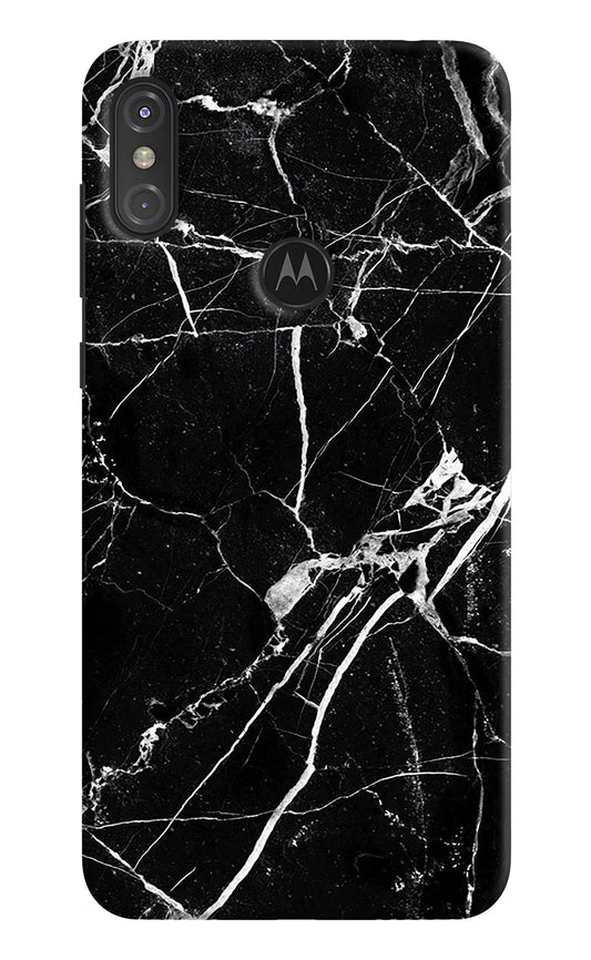 Black Marble Pattern Moto One Power Hard Case Back Cover by Casekaro