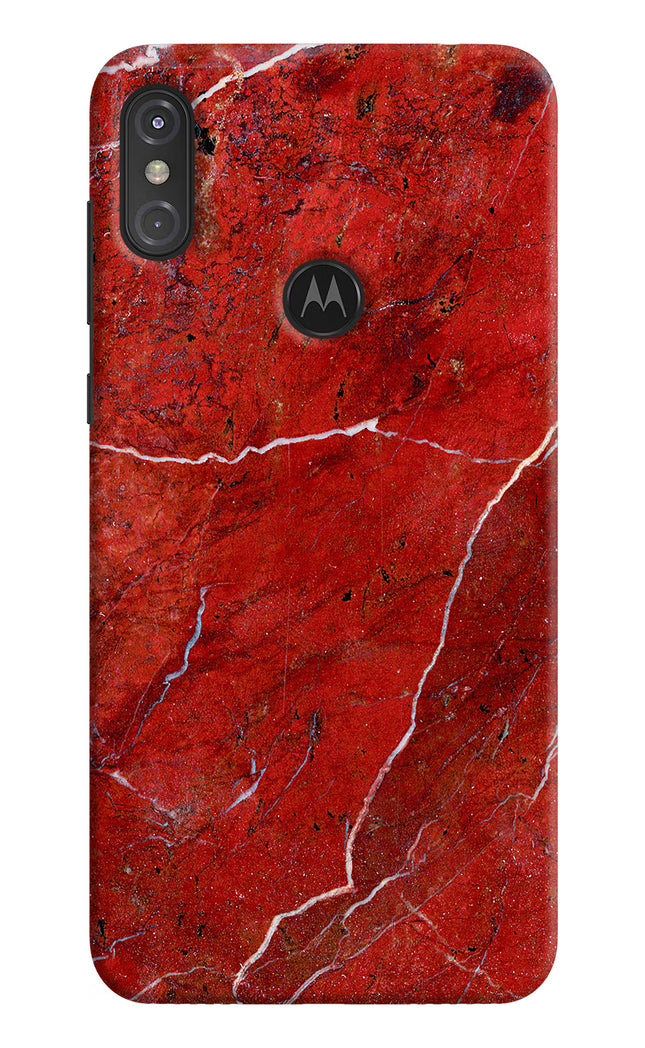 Red Marble Design Moto One Power Hard Case Back Cover by Casekaro