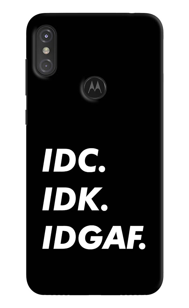Idc Idk Idgaf Moto One Power Hard Case Back Cover by Casekaro
