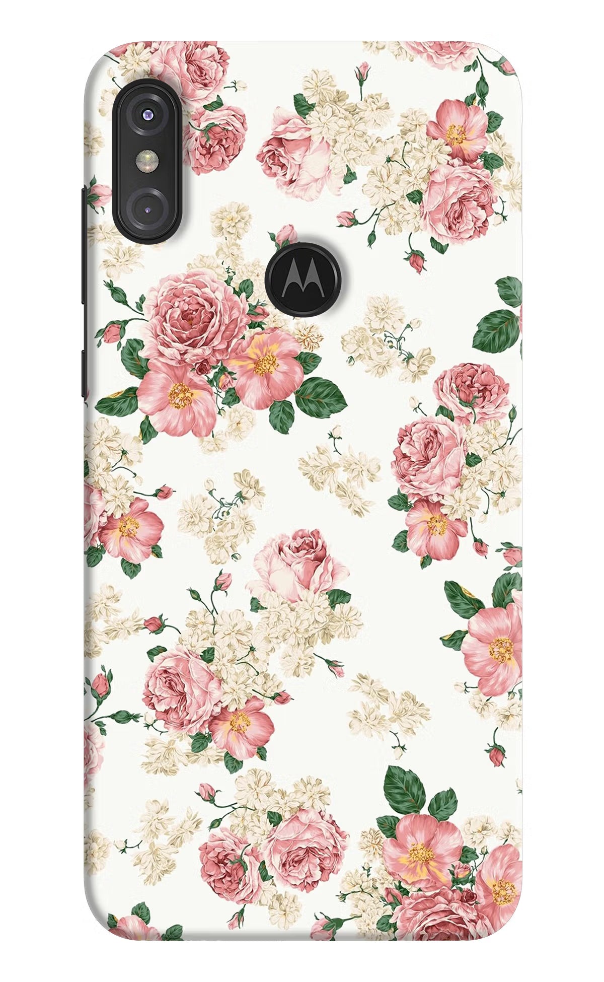 Flowers Moto One Power Hard Case Back Cover by Casekaro