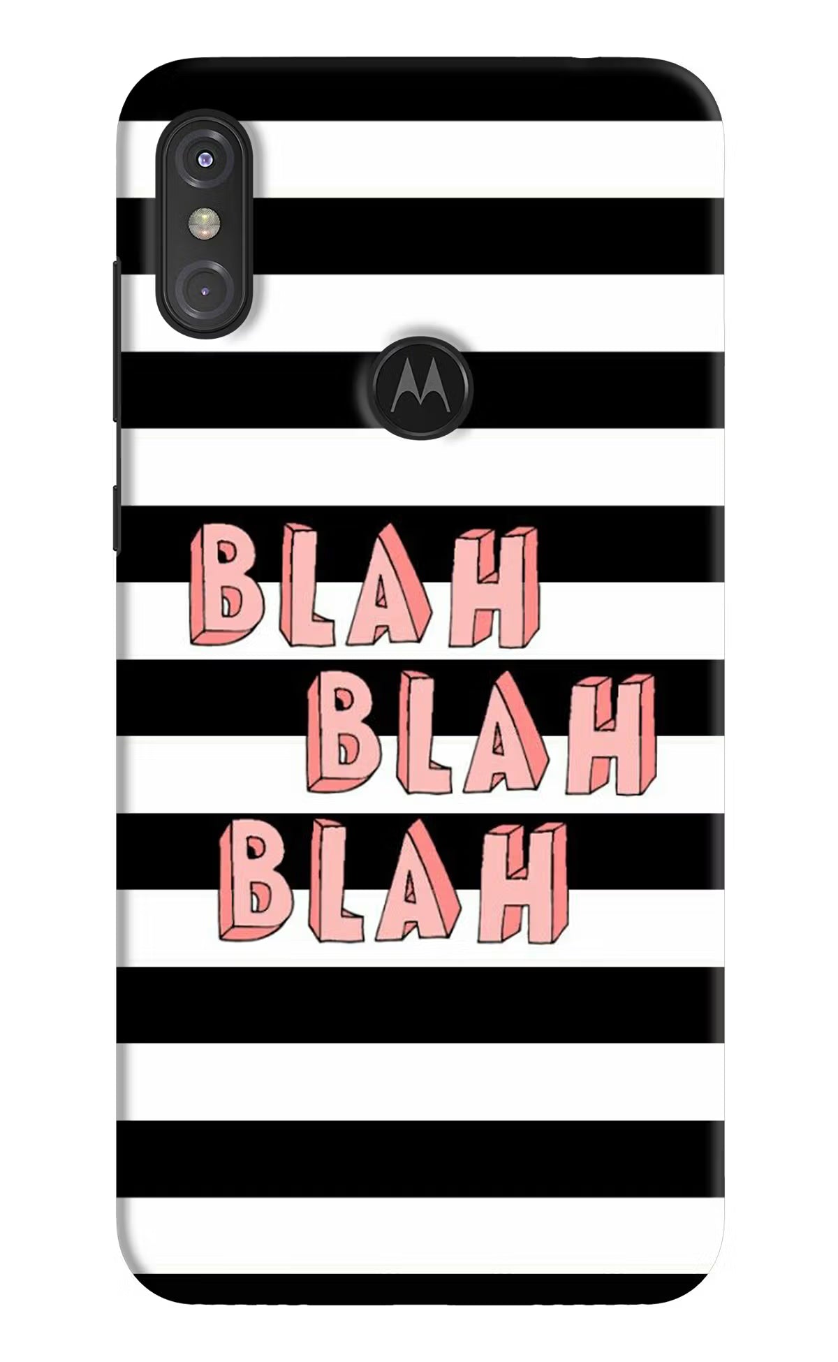 Blah Blah Blah Moto One Power Hard Case Back Cover by Casekaro