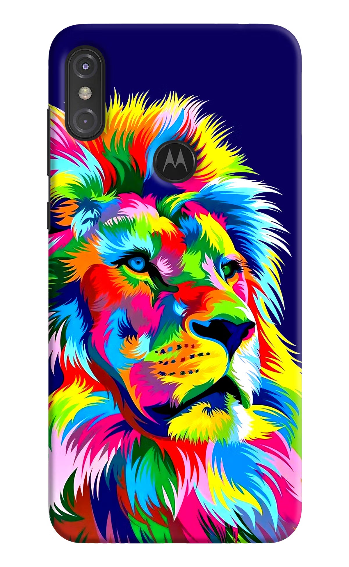 Vector Art Lion Moto One Power Hard Case Back Cover by Casekaro