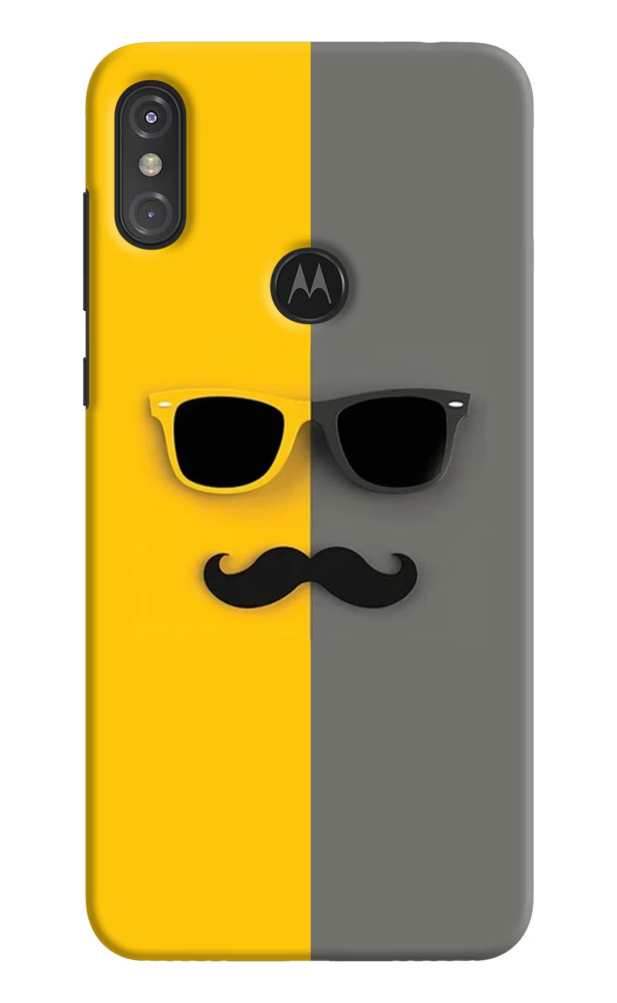 Sunglasses with Mustache Moto One Power Hard Case Back Cover by Casekaro