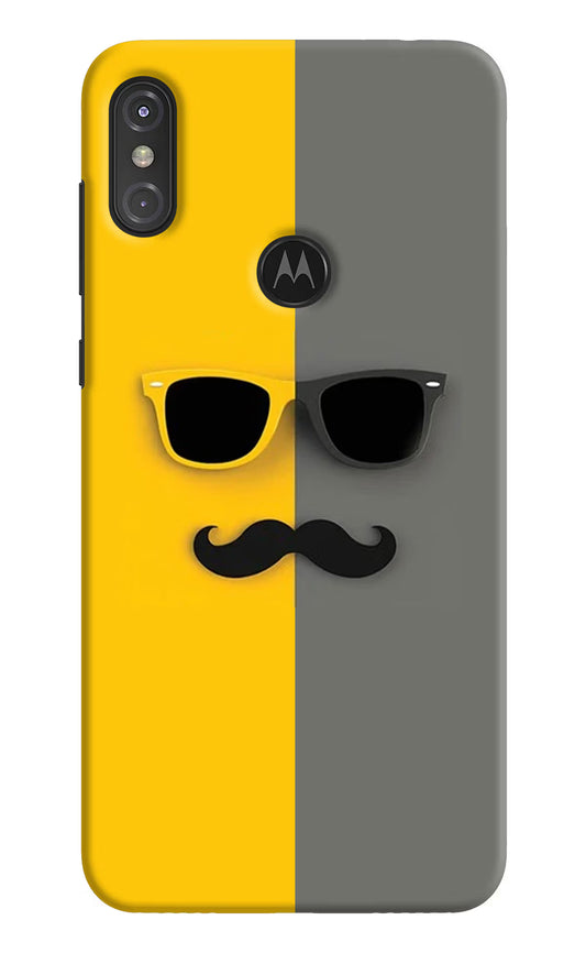 Sunglasses with Mustache Moto One Power Hard Case Back Cover by Casekaro