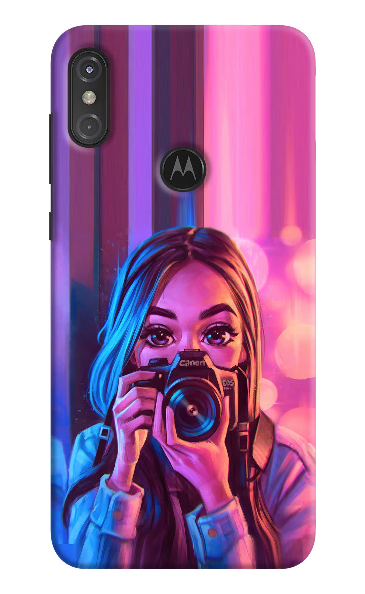 Girl Photographer Moto One Power Hard Case Back Cover by Casekaro