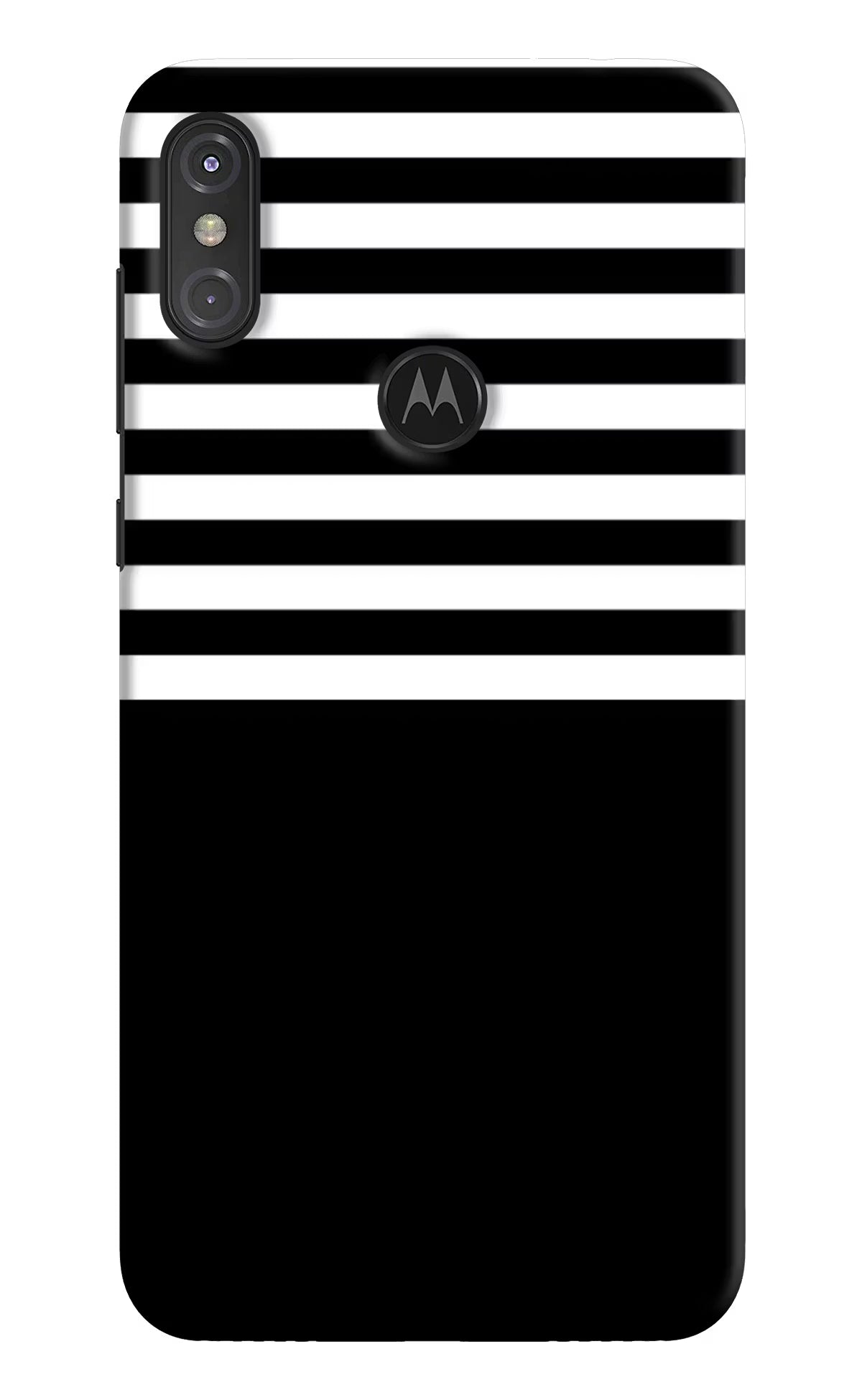 Black and White Print Moto One Power Hard Case Back Cover by Casekaro