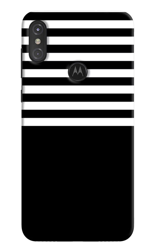 Black and White Print Moto One Power Hard Case Back Cover by Casekaro