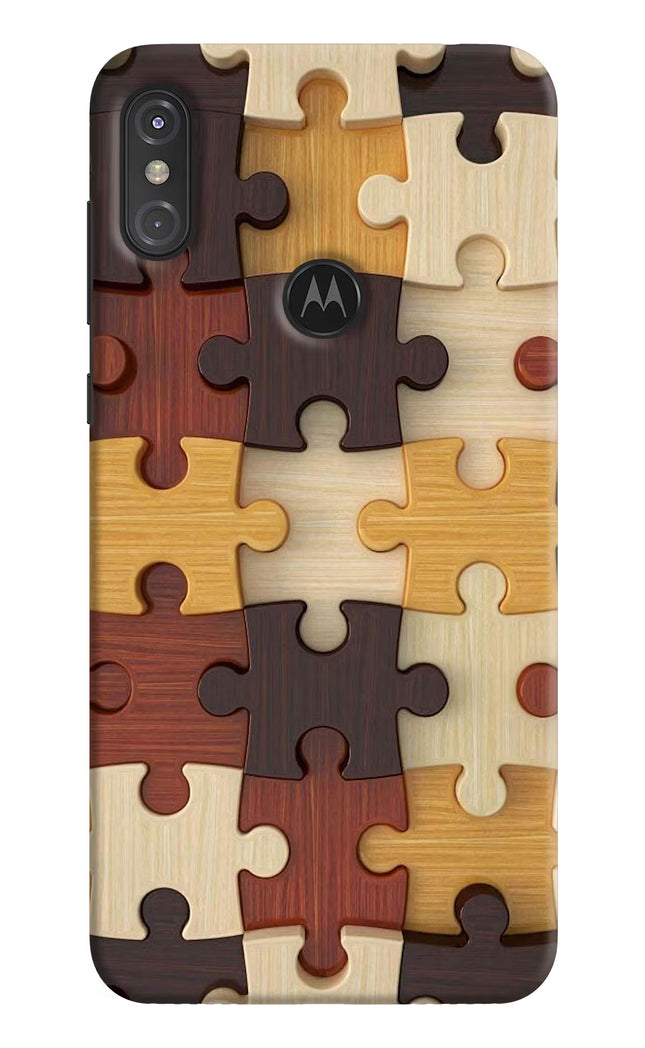 Wooden Puzzle Moto One Power Hard Case Back Cover by Casekaro