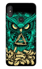 Green Owl Moto One Power Hard Case Back Cover by Casekaro
