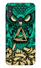 Green Owl Moto One Power Hard Case Back Cover by Casekaro
