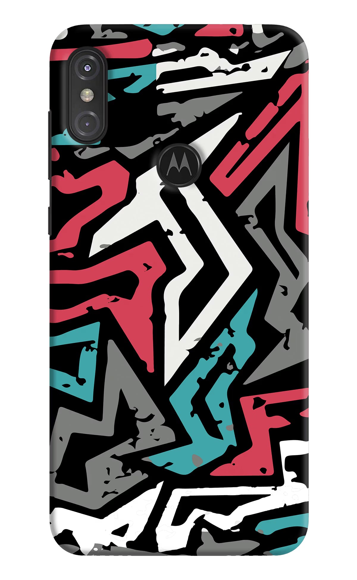 Geometric Graffiti Moto One Power Hard Case Back Cover by Casekaro