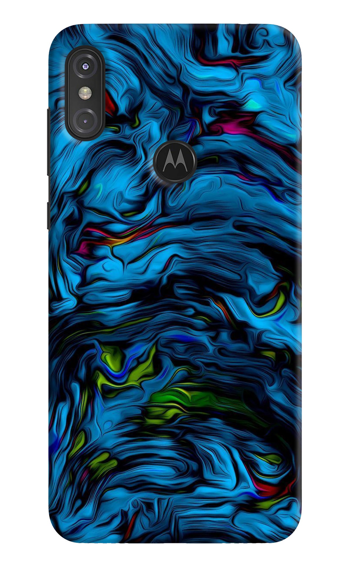 Dark Blue Abstract Moto One Power Back Cover