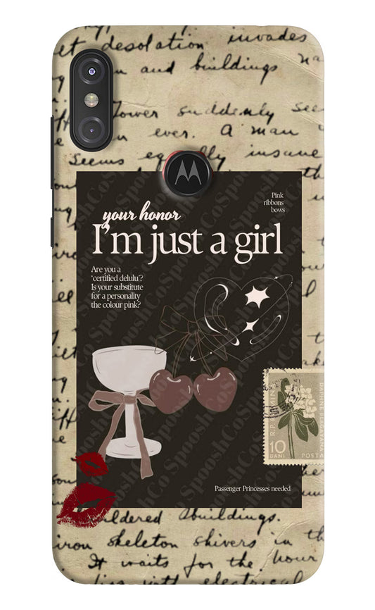 I am just a girl Moto One Power Hard Case Back Cover by Casekaro