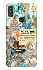 Aquarius Zodiac Moto One Power Hard Case Back Cover by Casekaro
