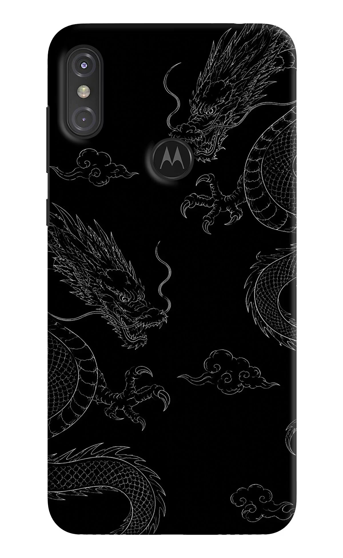 Twin Dragons Moto One Power Hard Case Back Cover by Casekaro