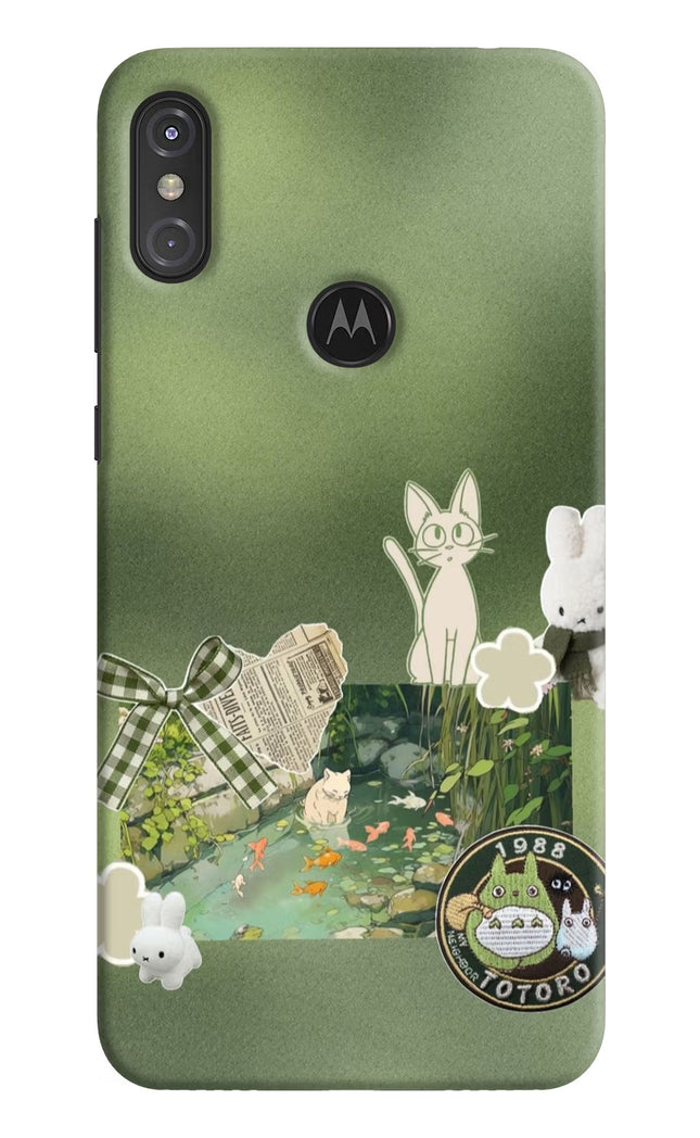 Aesthetic anime Moto One Power Hard Case Back Cover by Casekaro