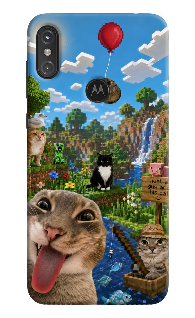 Minecraft Cat Chaos Moto One Power Hard Case Back Cover by Casekaro
