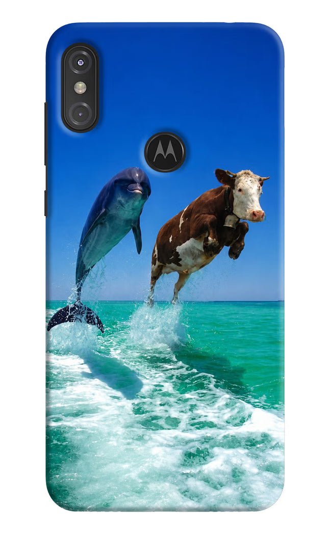 Dolphin vs Cow Moto One Power Hard Case Back Cover by Casekaro