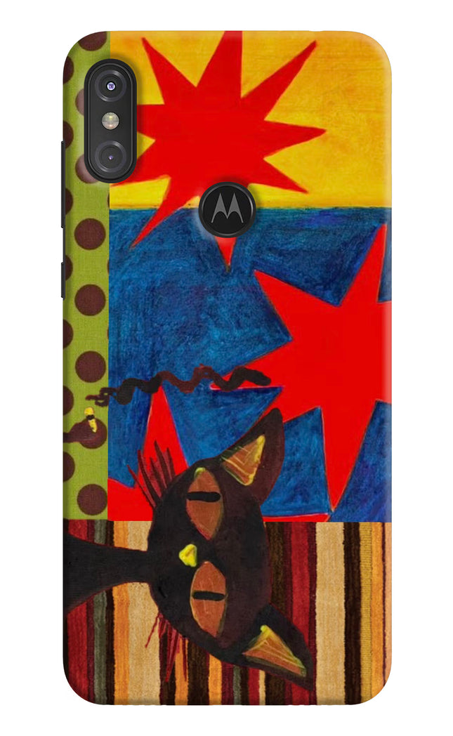 Pop Cat Moto One Power Hard Case Back Cover by Casekaro