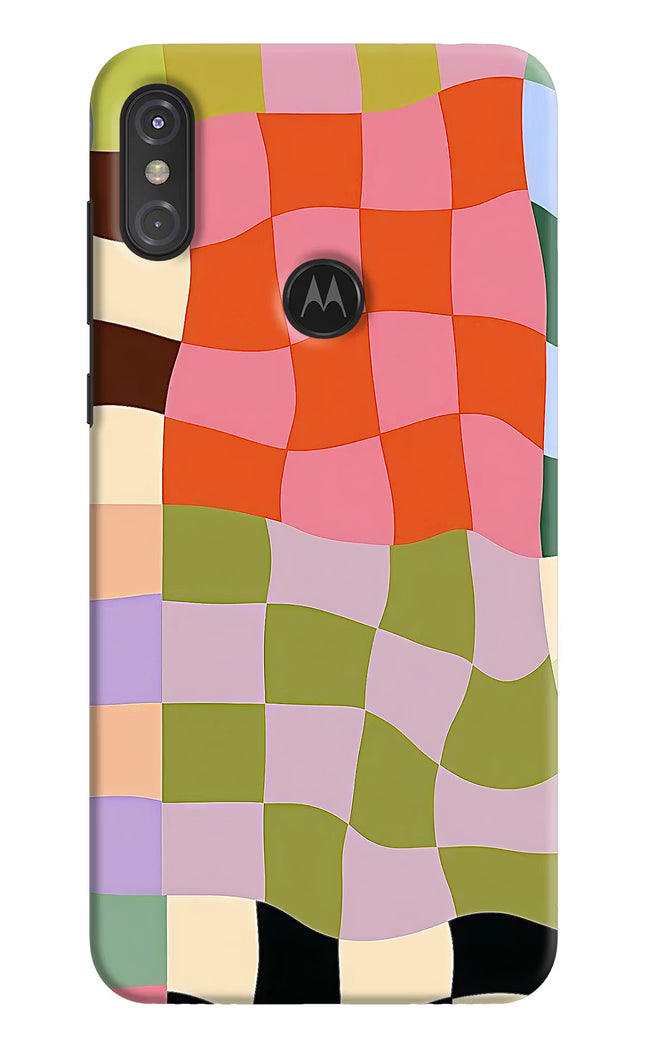 Wavy Grid Moto One Power Hard Case Back Cover by Casekaro