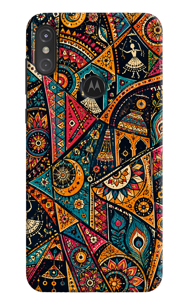 Folk Print Moto One Power Hard Case Back Cover by Casekaro