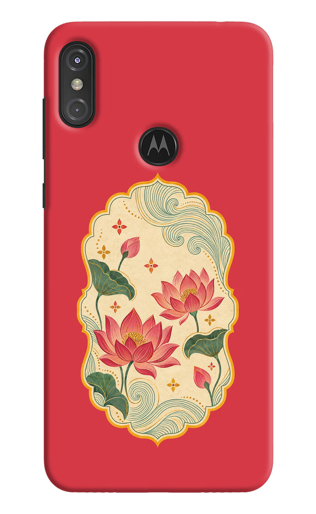Pink Lotus Moto One Power Hard Case Back Cover by Casekaro