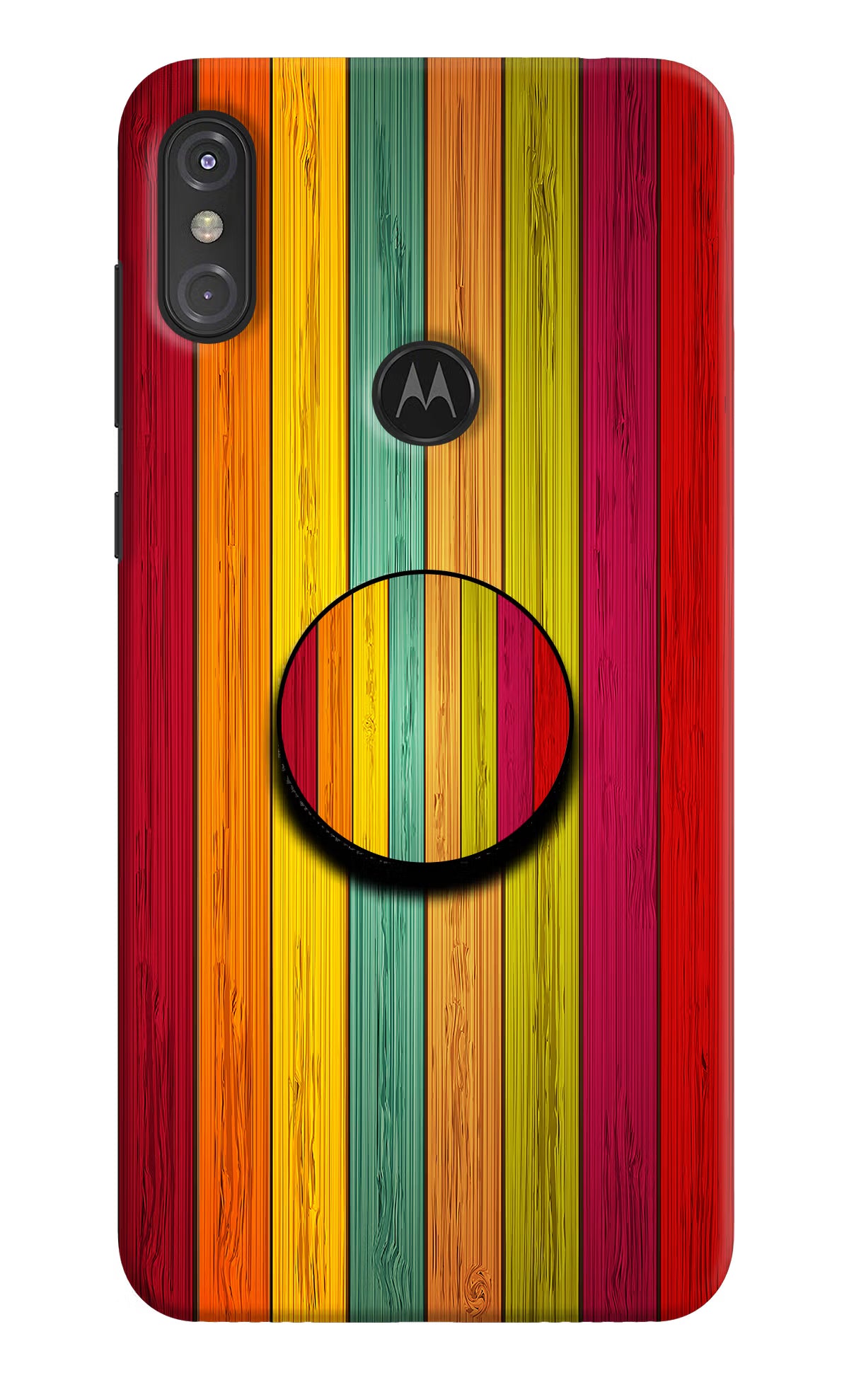 Multicolor Wooden Moto One Power Pop Case by Casekaro