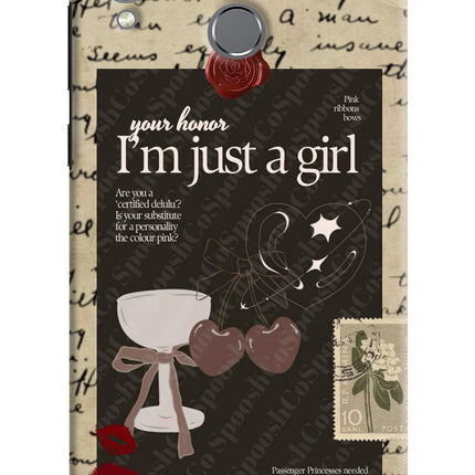 I am just a girl Honor Play Hard Case Back Cover by Casekaro