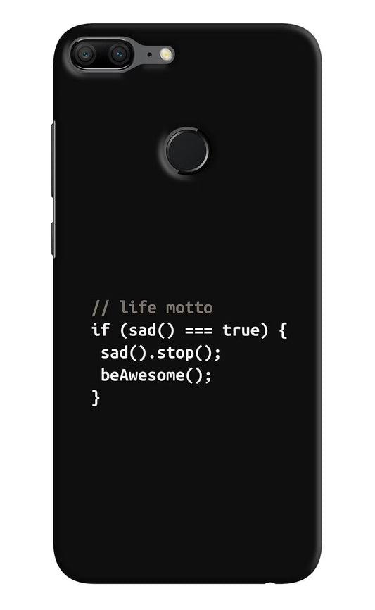 Life Motto Code Honor 9 Lite Hard Case Back Cover by Casekaro
