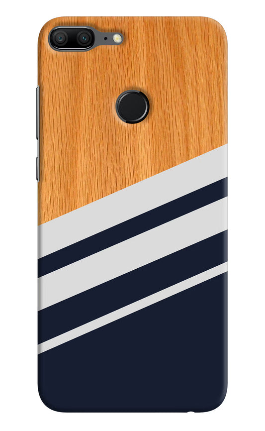 Blue and white wooden Honor 9 Lite Hard Case Back Cover by Casekaro