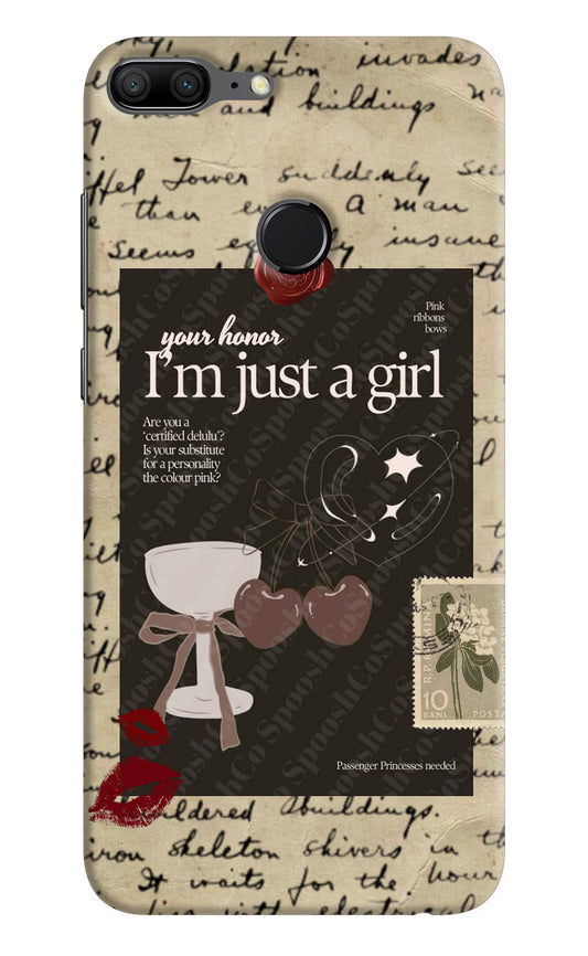 I am just a girl Honor 9 Lite Hard Case Back Cover by Casekaro