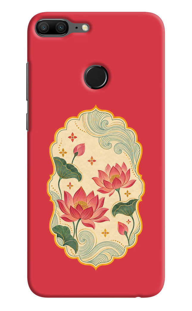 Pink Lotus Honor 9 Lite Hard Case Back Cover by Casekaro