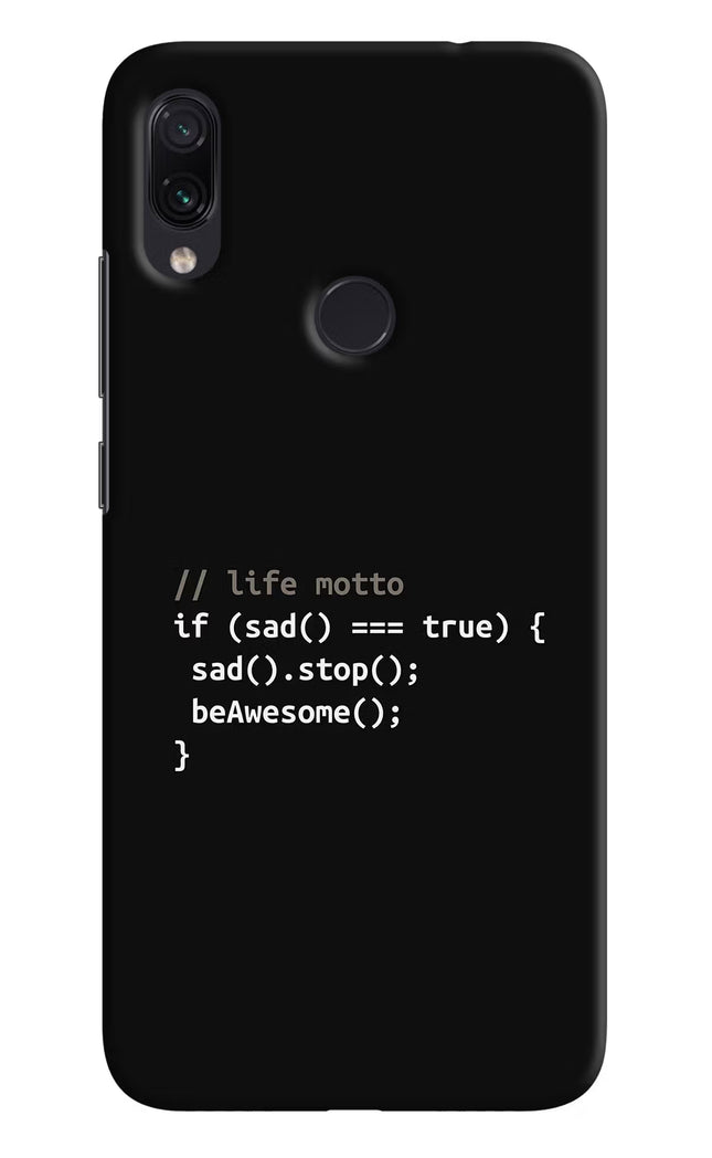Life Motto Code Redmi Note 7/7S/7 Pro Hard Case Back Cover by Casekaro