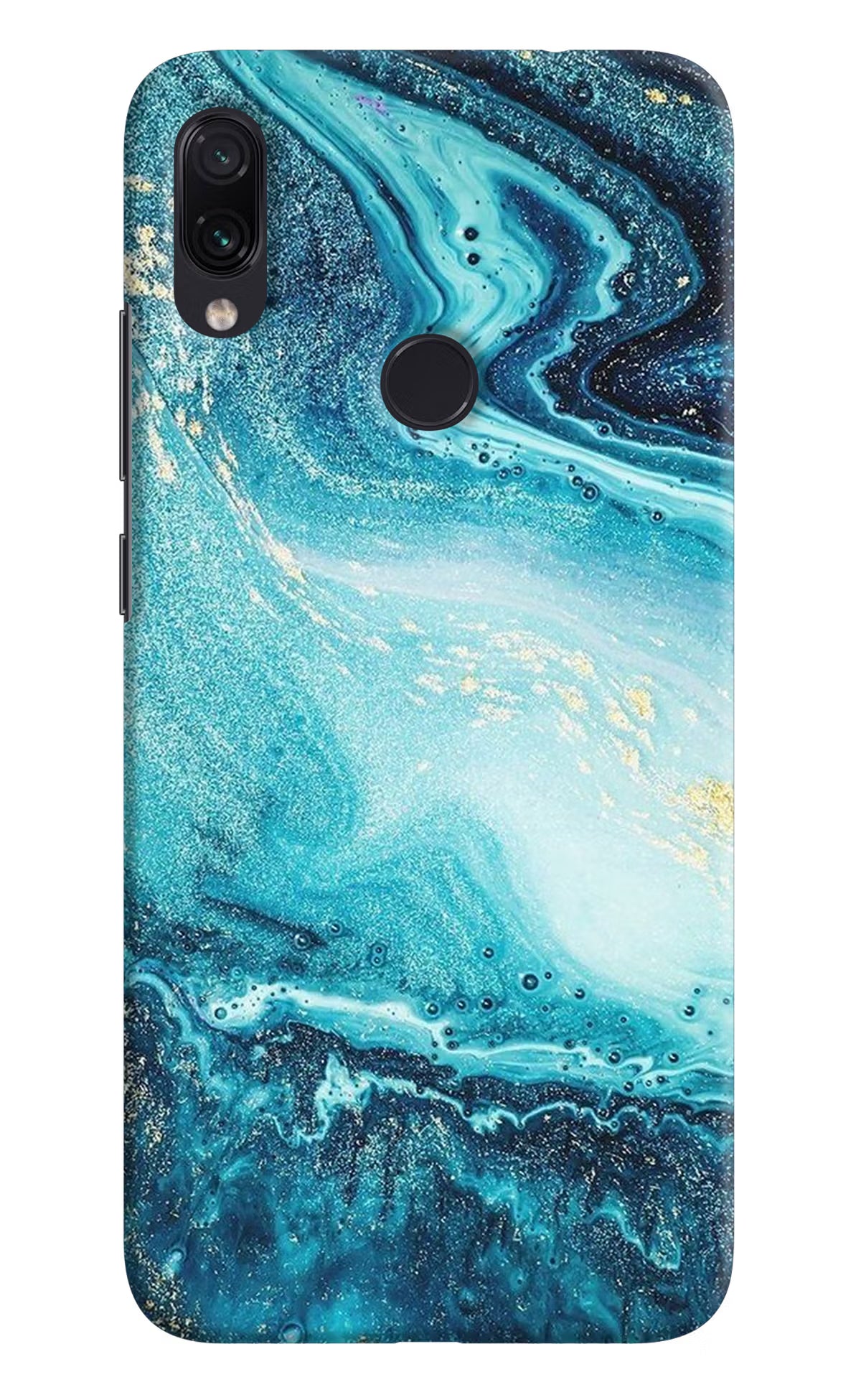 Blue Glitter Marble Redmi Note 7/7S/7 Pro Hard Case Back Cover by Casekaro