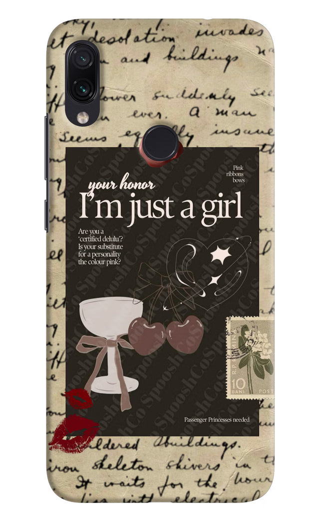 I am just a girl Redmi Note 7/7S/7 Pro Hard Case Back Cover by Casekaro
