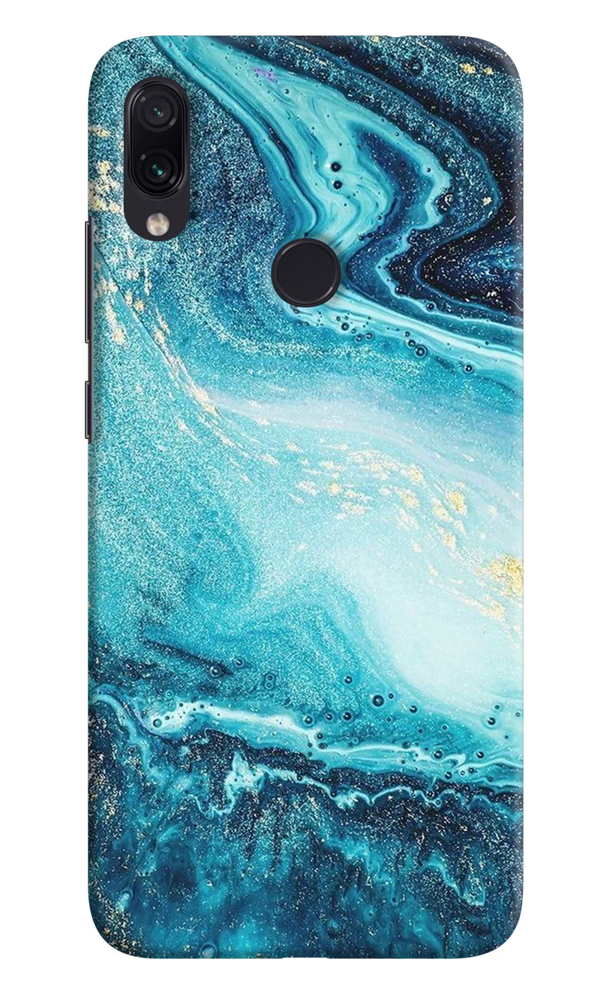 Blue Glitter Marble Redmi Note 7 Pro Hard Case Back Cover by Casekaro