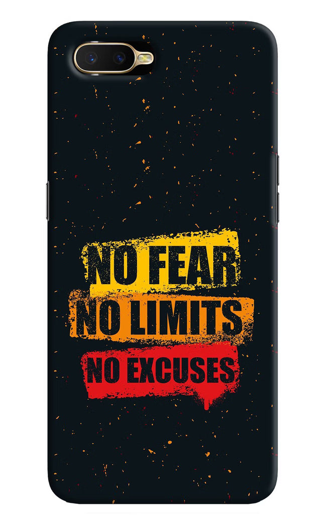 No Fear No Limits No Excuse Oppo K1 Hard Case Back Cover by Casekaro
