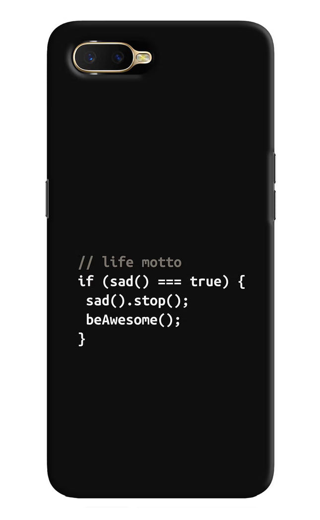 Life Motto Code Oppo K1 Hard Case Back Cover by Casekaro