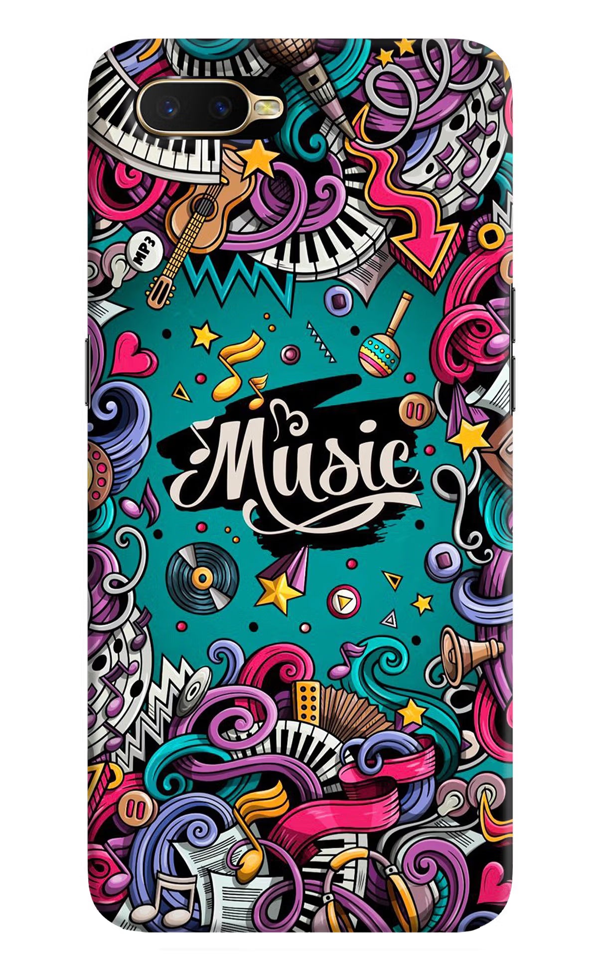 Music Graffiti Oppo K1 Hard Case Back Cover by Casekaro