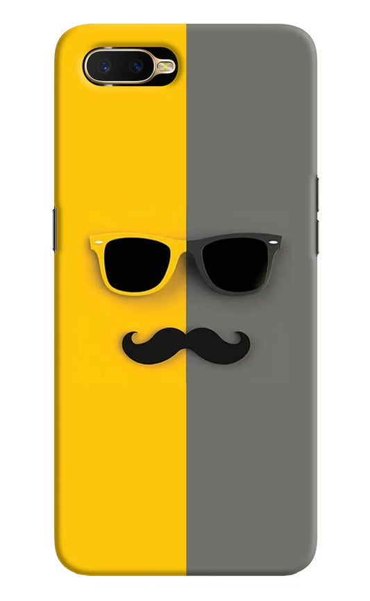 Sunglasses with Mustache Oppo K1 Hard Case Back Cover by Casekaro