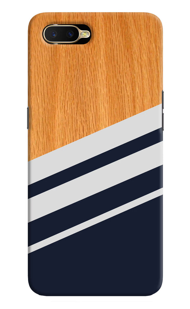 Blue and white wooden Oppo K1 Hard Case Back Cover by Casekaro