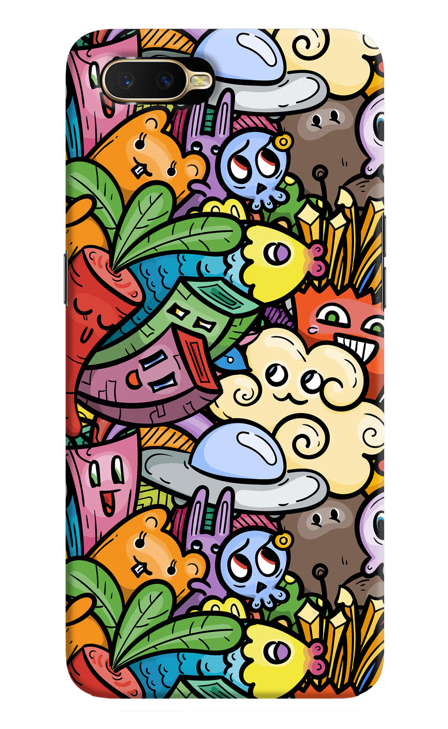 Veggie Doodle Oppo K1 Back Cover, Hard case