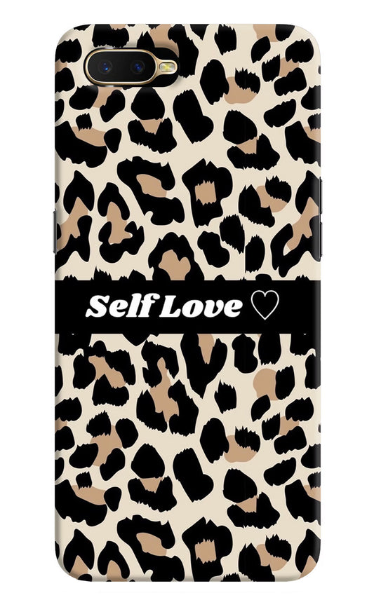 Leopard Print Self Love Oppo K1 Hard Case Back Cover by Casekaro