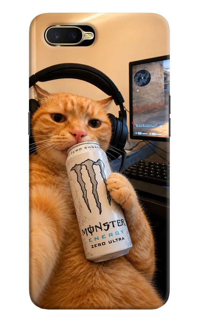 Gamer Cat Energy Oppo K1 Hard Case Back Cover by Casekaro