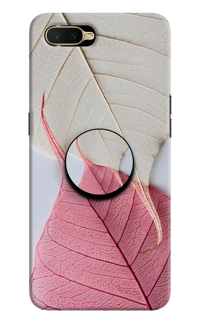White Pink Leaf Oppo K1 Pop Case by Casekaro