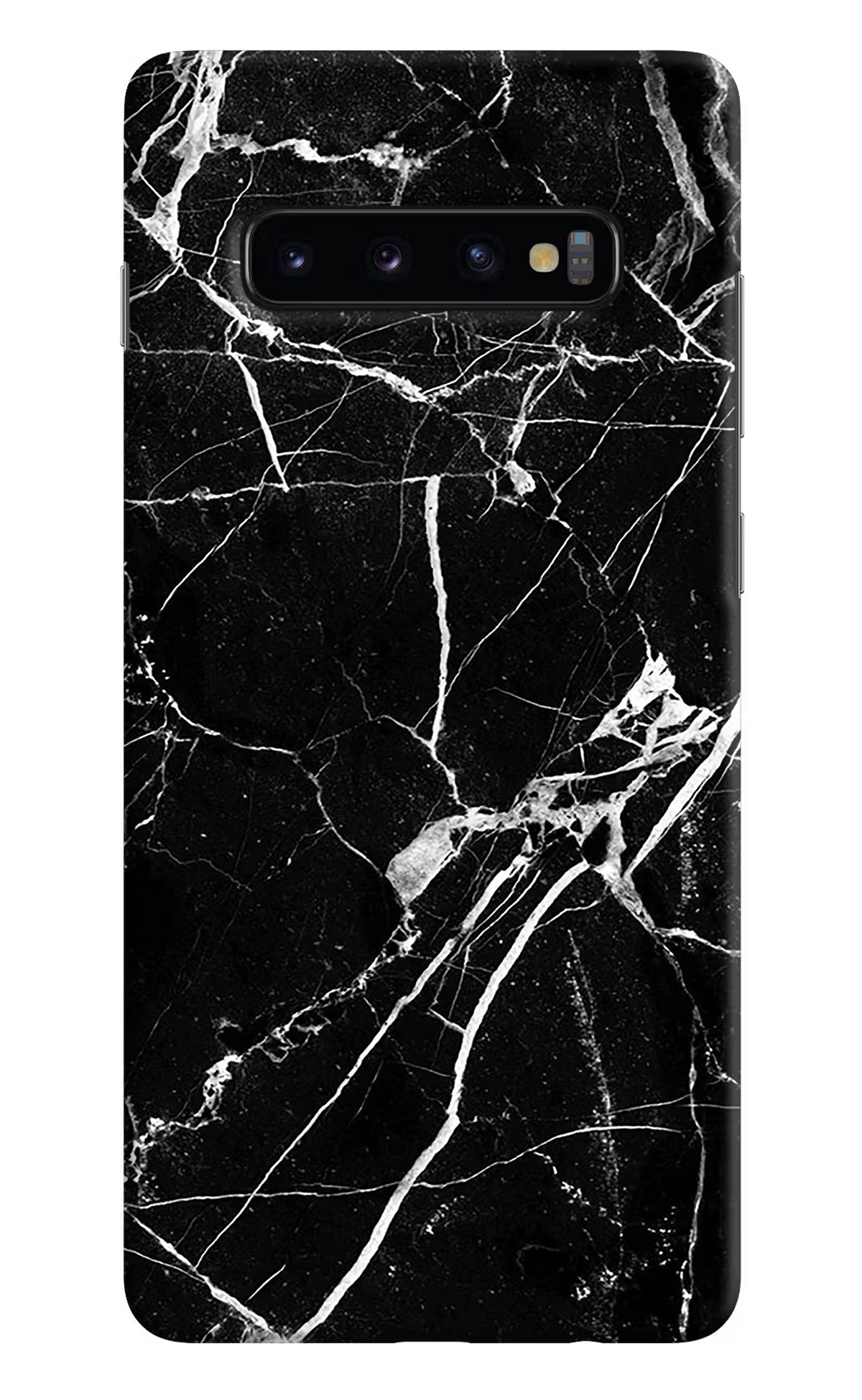 Black Marble Pattern Samsung S10 Plus Hard Case Back Cover by Casekaro